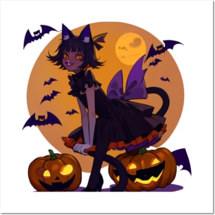 halloween cat Posters and Art